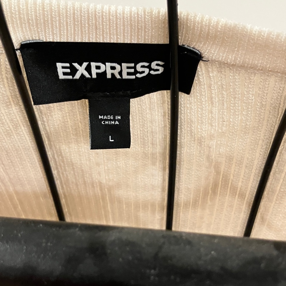 Express Cream Ribbed Bodysuit - Picture 3 of 8